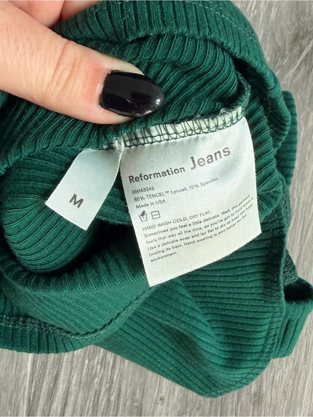 Reformation Forest Green Ribbed Tank Top - Picture 3 of 4